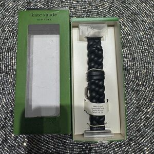 Kate Spade Black Braided Leather Apple Watch Band | NWT
